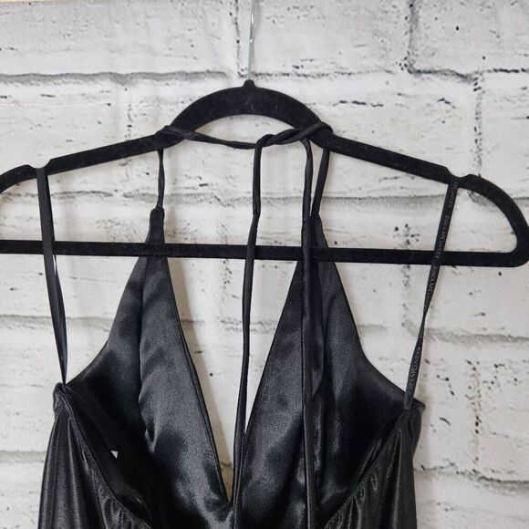 Jessica McClintock For Gunne Sax Womens Black Halter Maxi Formal Dress Size 3/4 - Picture 10 of 13